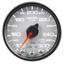 GAUGE; WATER TEMP; 2 1/16in.; 300deg.F; STEPPER MOTOR W/PEAK/WARN; SLVR/BLK; SPE image 2