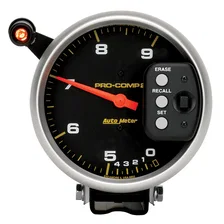GAUGE; TACH; 5in.; 9K RPM; PEDESTAL DUAL RANGE W/QUICK LITE/PEAK MEM; PRO-COMP image 2
