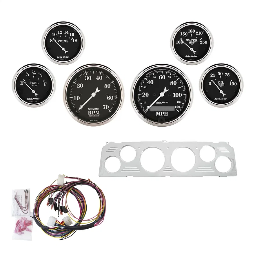 DIRECT FIT DASH KIT; CHEVY TRUCK 64-66; TACH/MPH/FUEL/OILP/WTMP/VOLT; OTB