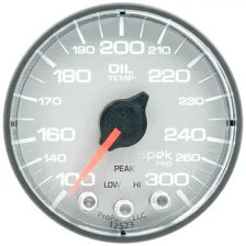 GAUGE; OIL TEMP; 2 1/16in.; 300deg.F; STEPPER MOTOR W/PEAK/WARN; SLVR/BLK; SPEK- image 2
