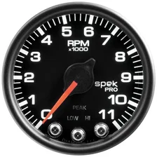 GAUGE; TACH; 2 1/16in.; 11K RPM; W/SHIFT LIGHT/PEAK MEM; BLK/BLK; SPEK-PRO image 2