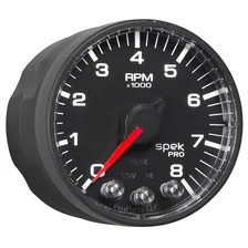 GAUGE; TACH; 2 1/16in.; 8K RPM; W/SHIFT LIGHT/PEAK MEM; BLK/BLK; SPEK-PRO image 6