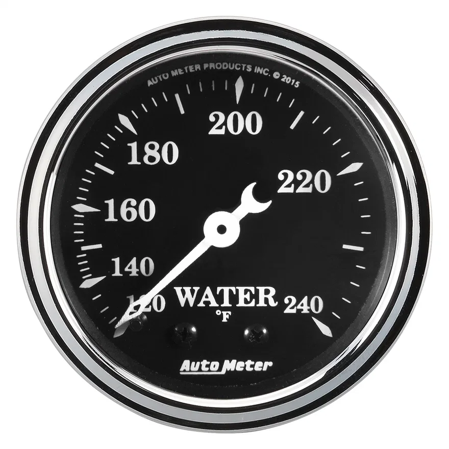 GAUGE; WATER TEMP; 2 1/16in.; 120-240deg.F; MECH; OLD TYME BLACK