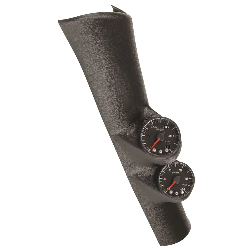 DIESEL GAUGE KIT; A-PILLAR; RAM 98-02; BOOST/EGT; 60PSI/2000deg.F; BLK; SPEK-PRO for Dodge