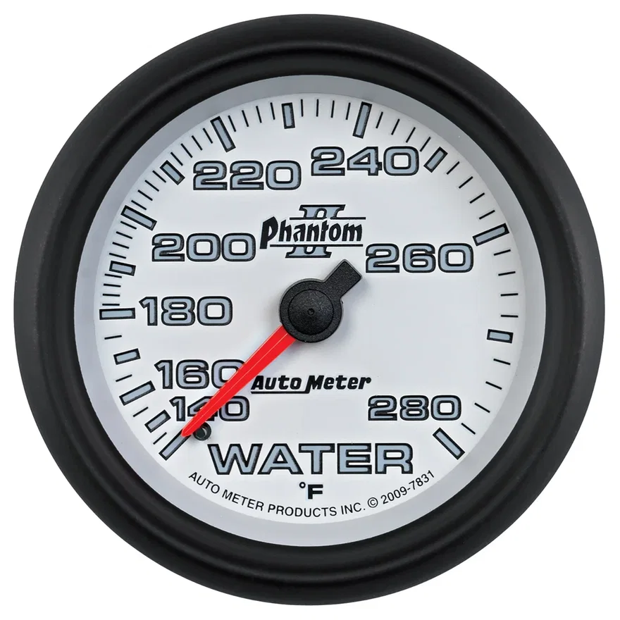 GAUGE; WATER TEMP; 2 5/8in.; 140-280deg.F; MECHANICAL; PHANTOM II