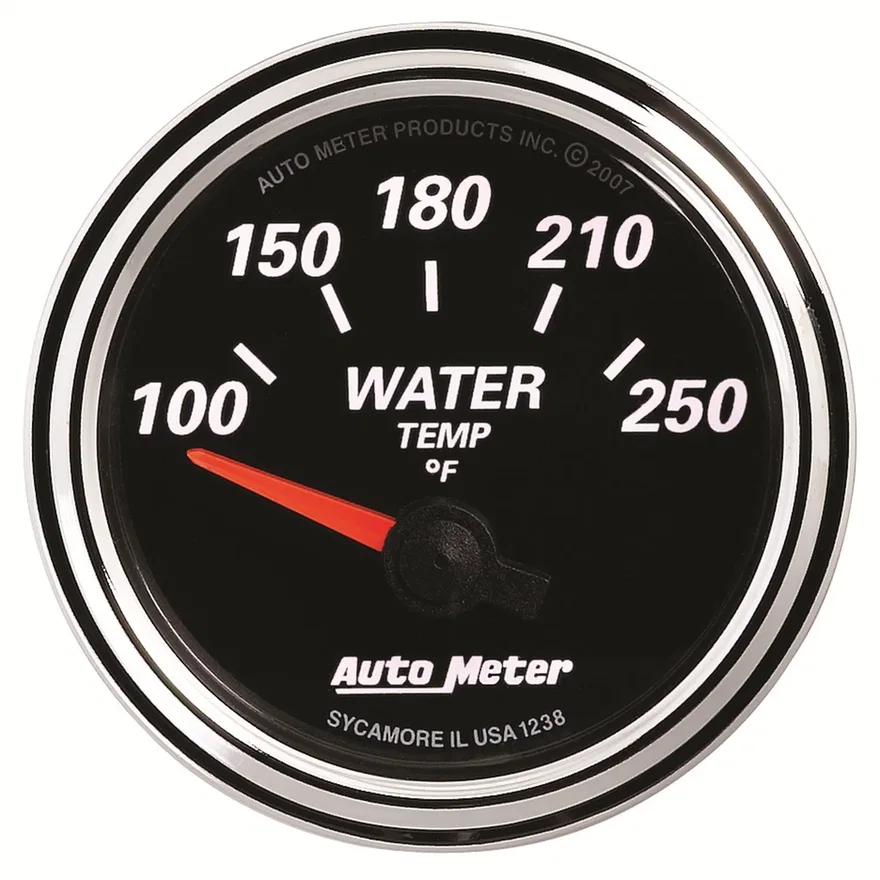 GAUGE; WATER TEMP; 2 1/16in.; 250deg.F; ELEC; DESIGNER BLACK II