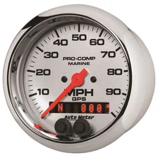 GAUGE; SPEEDOMETER; 3 3/8in.; 100MPH; GPS; MARINE CHROME image 2