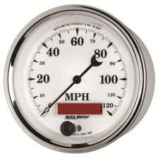 GAUGE; SPEEDOMETER; 3 3/8in.; 120MPH; ELEC. PROG. W/LCD ODO; OLD TYME WHT II image 2