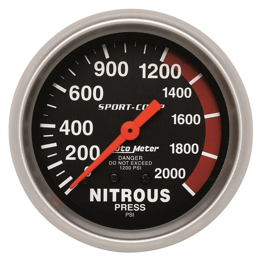 GAUGE; NITROUS PRESSURE; 2 5/8in.; 2000PSI; MECHANICAL; SPORT-COMP