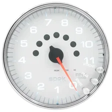 GAUGE; TACHOMETER; 5in.; 11K RPM; W/SHIFT LIGHT/PEAK MEM; WHITE/CHROME; SPEK-PRO image 2