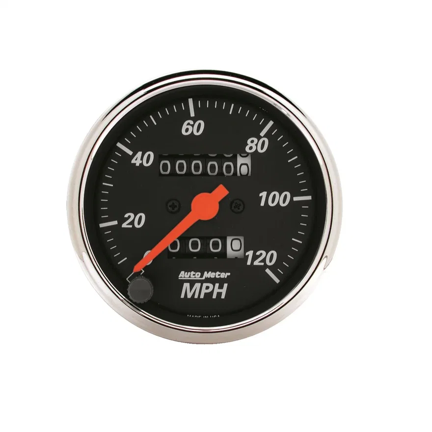 GAUGE; SPEEDOMETER; 3 1/8in.; 120MPH; MECHANICAL; DESIGNER BLACK