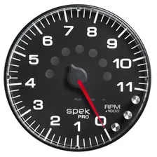 GAUGE; TACHOMETER; 5in.; 11K RPM; W/SHIFT LIGHT/PEAK MEM; BLACK/BLACK; SPEK-PRO image 2