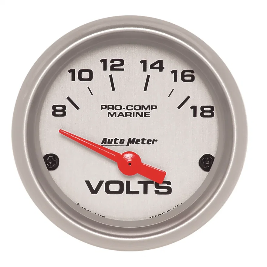 GAUGE; VOLTMETER; 2 1/16in.; 18V; ELECTRIC; MARINE SILVER