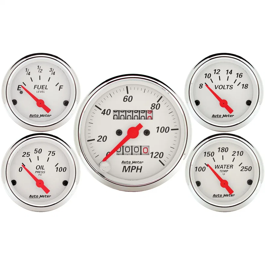 GAUGE KIT; 5 PC.; 3 1/8in./2 1/16in.; MECH. SPEEDOMETER; ARCTIC WHITE