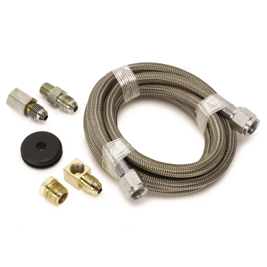 LINE; BRAIDED STAINLESS STEEL; #4 DIA.; 6FT. LENGTH;-4AN AND 1/8in. NPTF FITTING