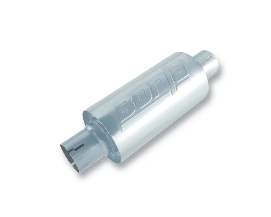 Specialty Muffler/ Resonator - 2.5" Center Inlet/ 2.5" Center Outlet 5" Round x 10" Long Body Un-Notched Necks Part