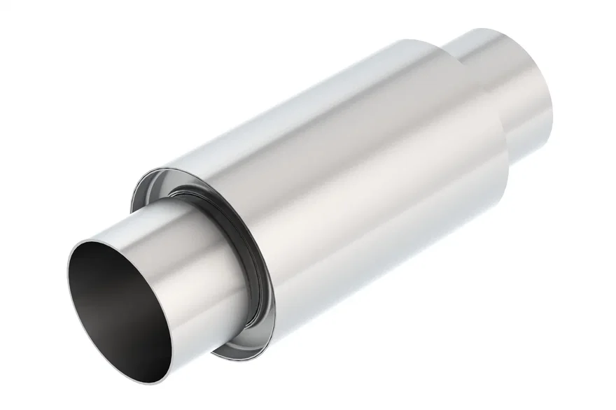 XR-1 Sportsman Racing Muffler 3.5in Center Inlet/ 3.5in Center Outlet 5in Round x 8in Long Body