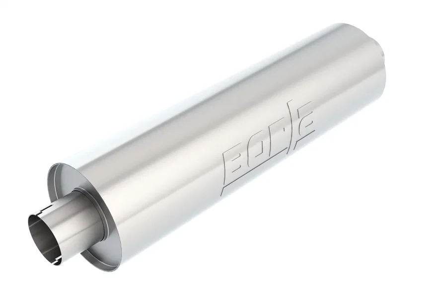 Specialty Muffler Heavy Duty (Truck) 3in Center Inlet/ 3in Center Outlet 6.75in Round x 24in Long Body Notched Necks