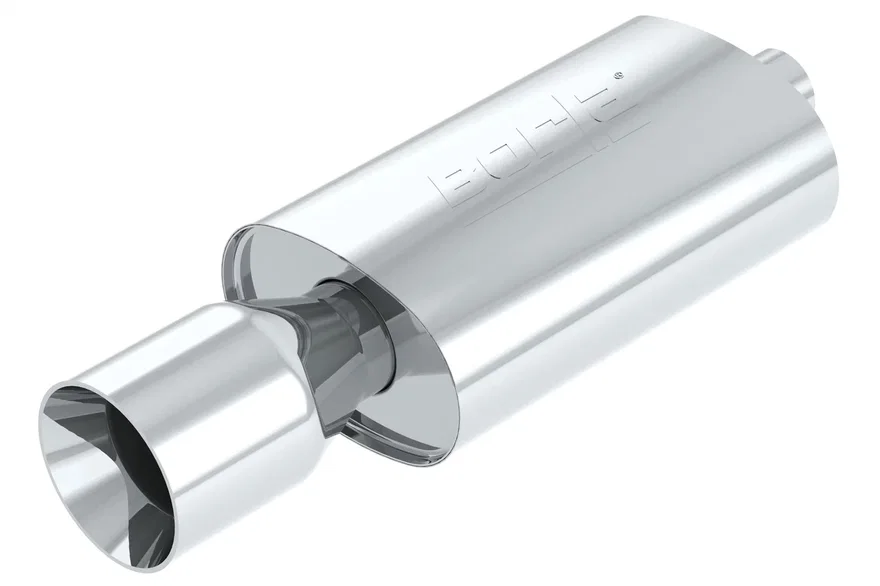 Boomers Muffler Wailtail 2.25in Center Inlet/ 5in Single Round Tip 5.5in x 8.5in Oval x 14in Long Body