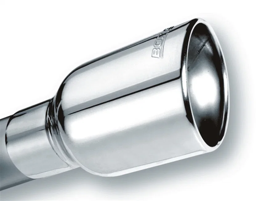 Tip 2.5in Inlet/ 4in Outlet Single Round Rolled-Edge Angle-Cut Lined