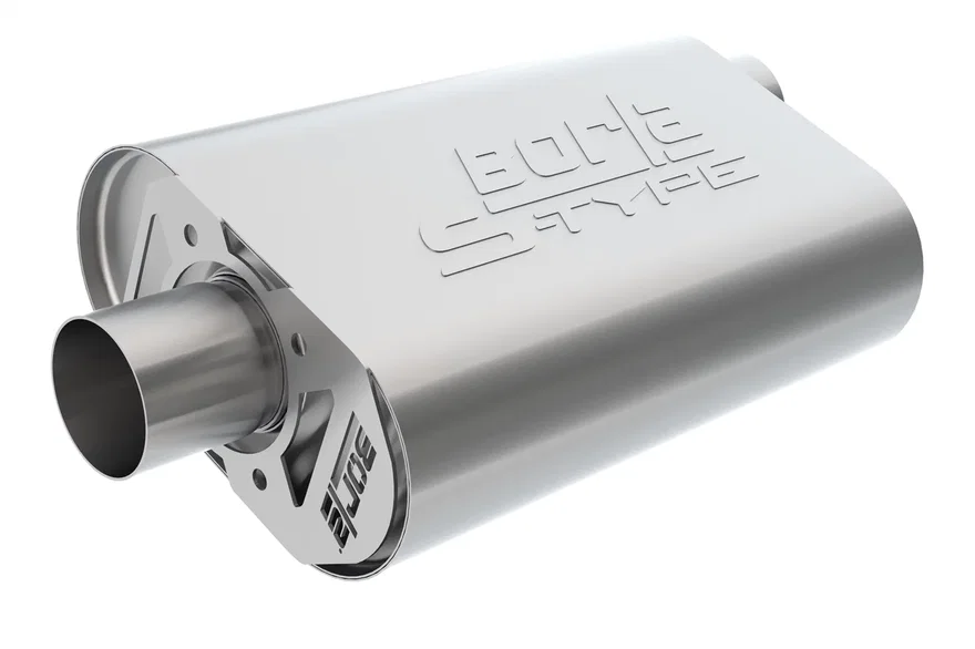 CrateMuffler Muffler Chrysler/ Dodge/ Plymouth/ Mopar Big Block 383/ 413/ 426/ 440 CID V8 Moderate Output 2.5 in. Offset Inlet/ 2.5 in. Center Outlet S-Type