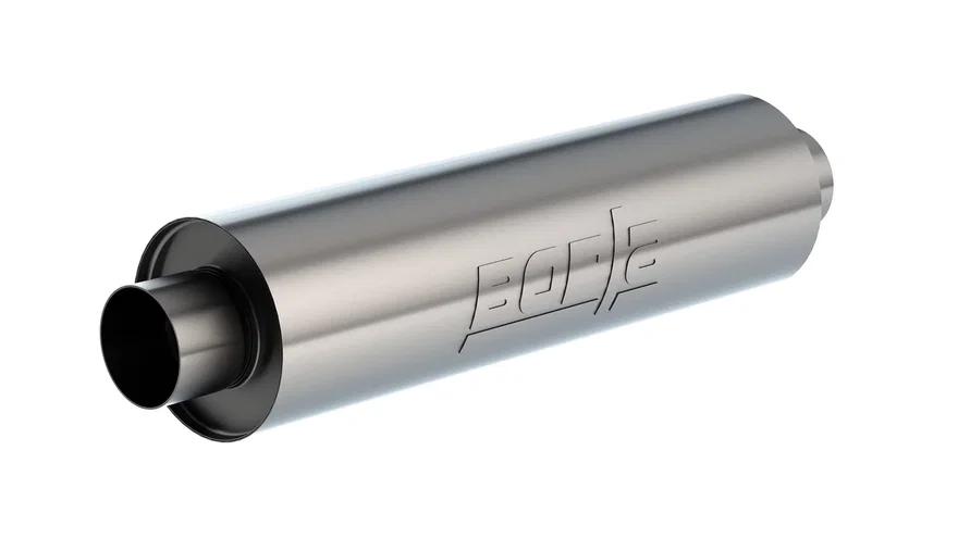 Specialty Muffler - Heavy Duty (Truck) - 3.5 in. Center Inlet/ 3.5 in. Center Outlet 6.75 in. Round x 24 in. Long Body Un-Notched Necks