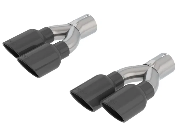 Tip Kit Dual Round Rolled Angle-Cut Black Chrome for 2018-2021 Jeep Grand Cherokee Trackhawk WK2