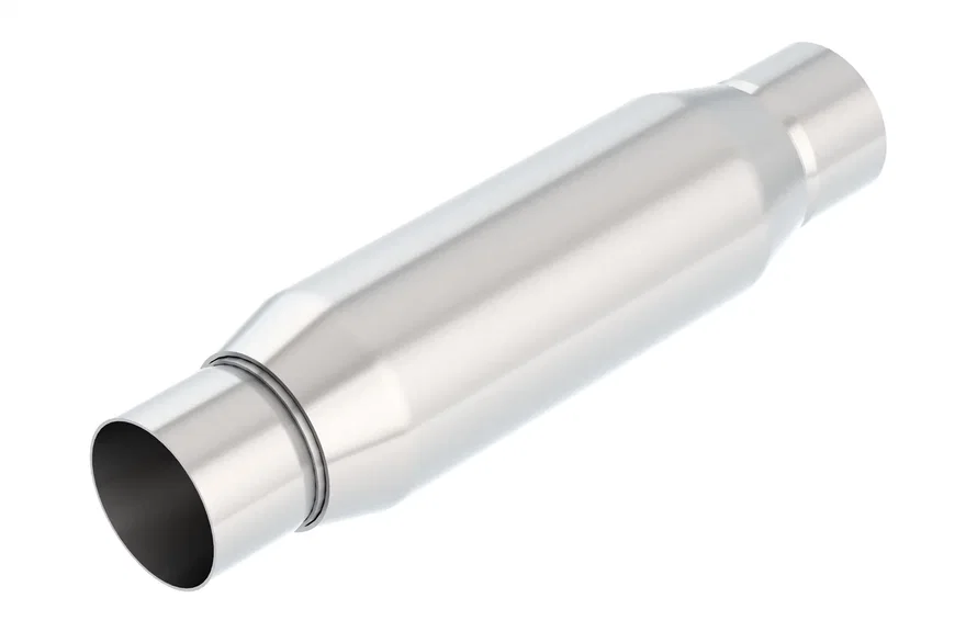 CrateMuffler Resonator 2.25 in. Center Inlet/ 2.25 in. Center Outlet 3.5 in. Round X 10 in. Long Body