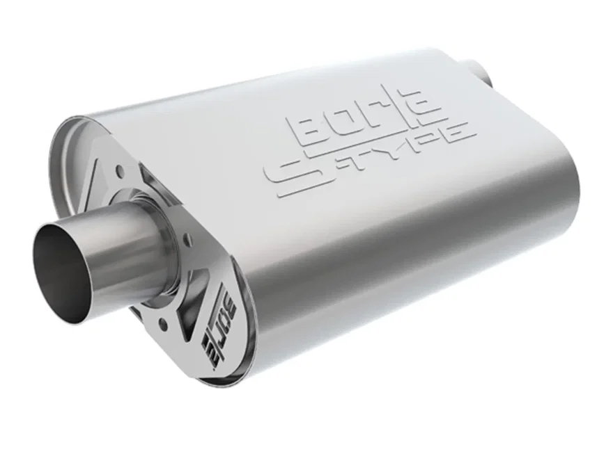 CrateMuffler Muffler Chevrolet LS3 6.2L V8 Stock Output 2.5 in. Offset Inlet/ 2.5 in. Center Outlet S-Type