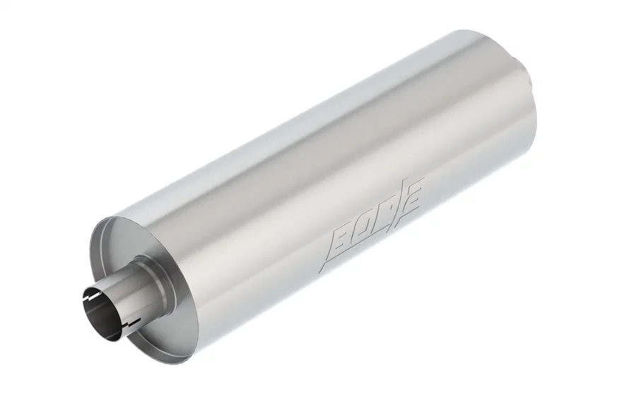 Specialty Muffler Heavy Duty (Truck) 2.75in Center Inlet/ 2.75in Center Outlet 7.75in Round x 24in Long Body Notched Necks