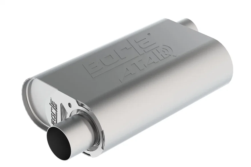 CrateMuffler Muffler Chevrolet LS3 6.2L V8 Stock Output 2.5 in. Offset Inlet/ 2.5 in. Offset Outlet ATAK