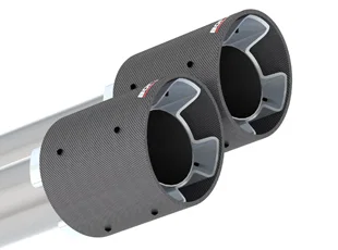Tip Kit Dual Round Angle-Cut Carbon Fiber - Bright for 2018-2021 Kia Stinger