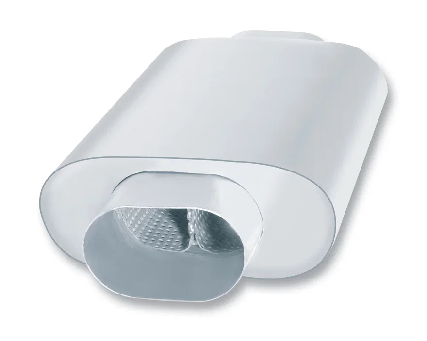 XR-1 Multi-Core Racing Muffler Slim Line 3.5in (4.13in x 2.61in Oval) Center Inlet/ 3.5in Center (4.13in x 2.61in Oval) Outlet 3in x 7.88in Oval x 12in Long Body