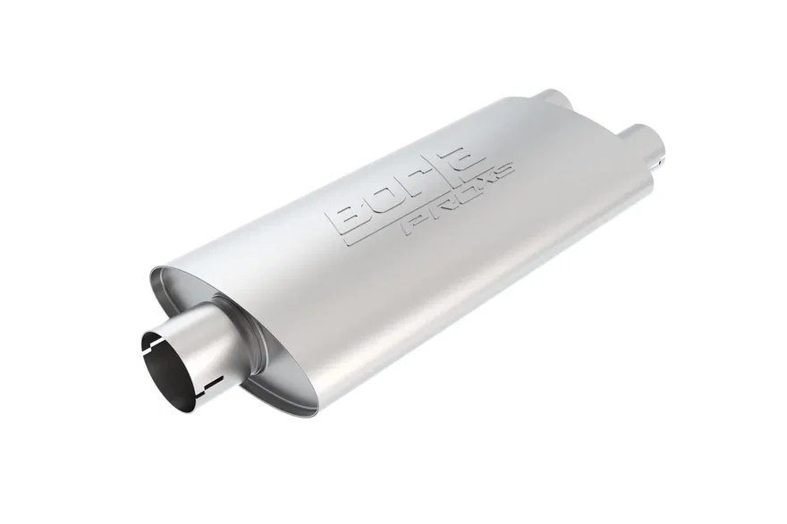 ProXS Muffler 2.5in Center Inlet/ 2.5in Dual Outlet 4in x 9.5in Oval x 19in Long Body Notched Necks