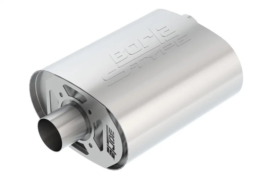 CrateMuffler Muffler Ford Coyote 5.0L V8 Moderate Output 2.5 in. Offset Inlet/ 2.5 in. Center Outlet S-Type