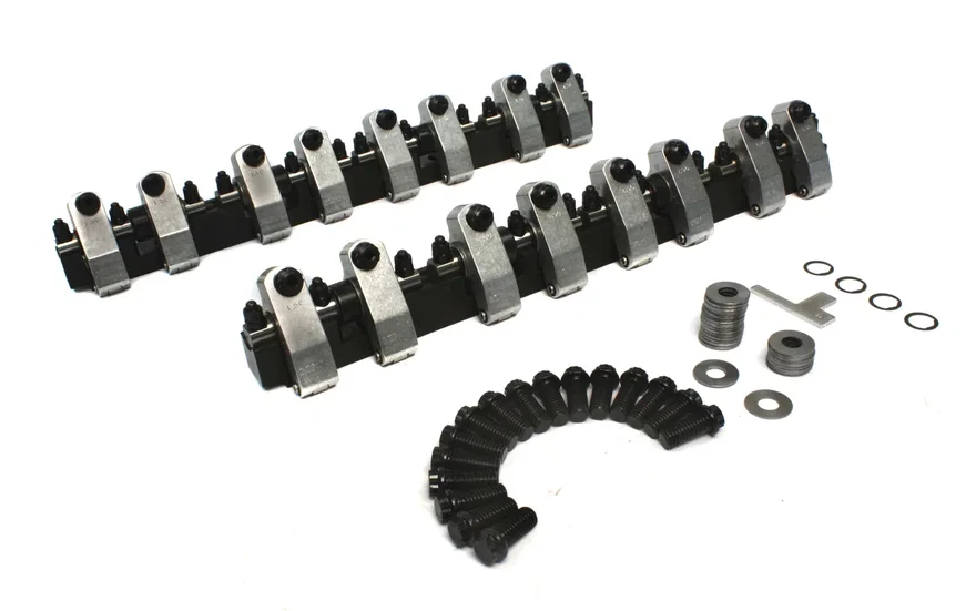 Shaft-Mount Aluminum 1.6/1.5 Ratio Rocker Kit for Pontiac and SBC w/ Brodix