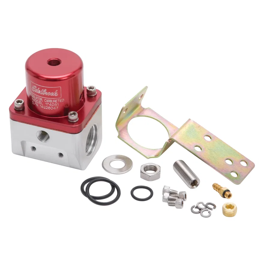 Carbureted Adjustable Bypass Fuel Pressure Regulator (180 GPH) in Red Finish