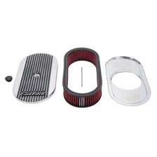Elite 2 Series Polished Oval Air Cleaner for Single 4-bbl Carb - 2.5" Element image 1