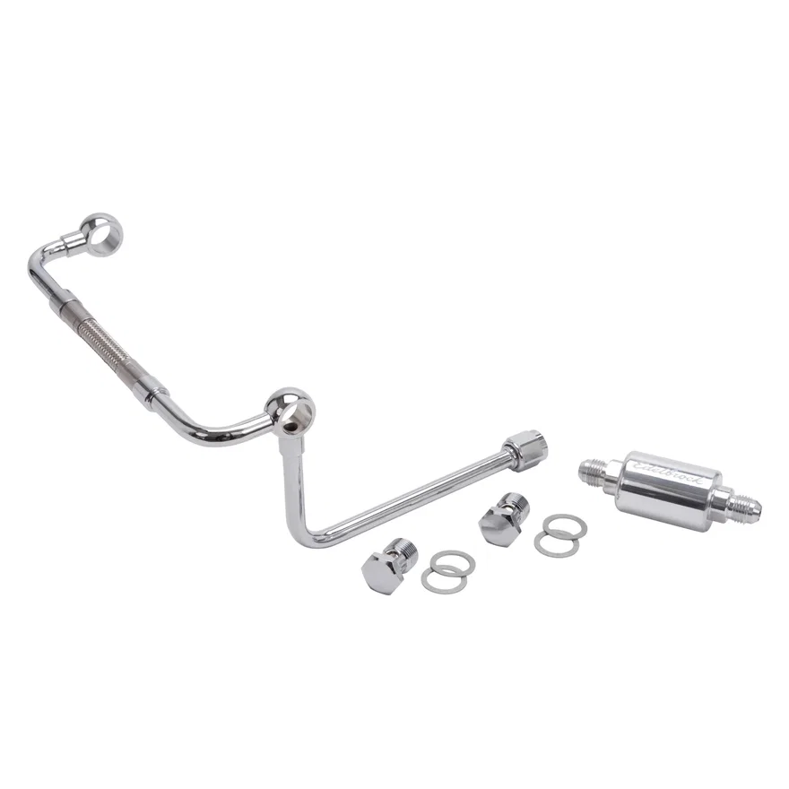 Chrome Dual-Feed Fuel Line Kit With Polished Filter