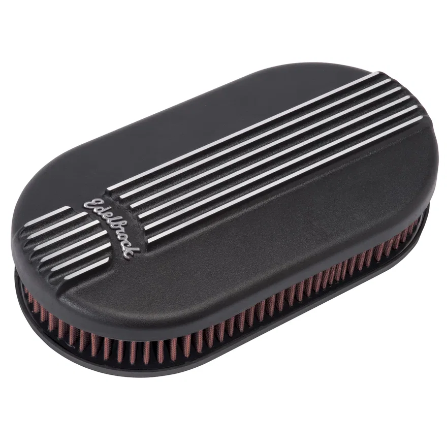 Classic Series Black Small Oval Cast Air Cleaner for Single 4-bbl Carb