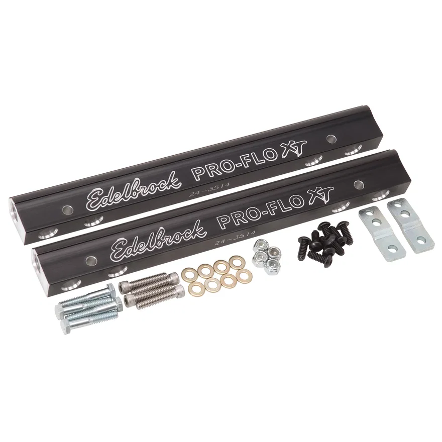 Fuel Rail Kit for Small-Block Chevy -6 AN in Black Finish