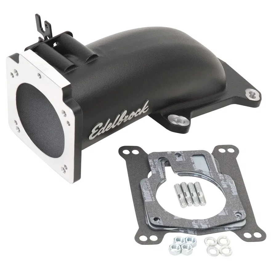 Ultra Low Profile Universal Intake Elbow - 90mm T.B. to 4150 Flange Black