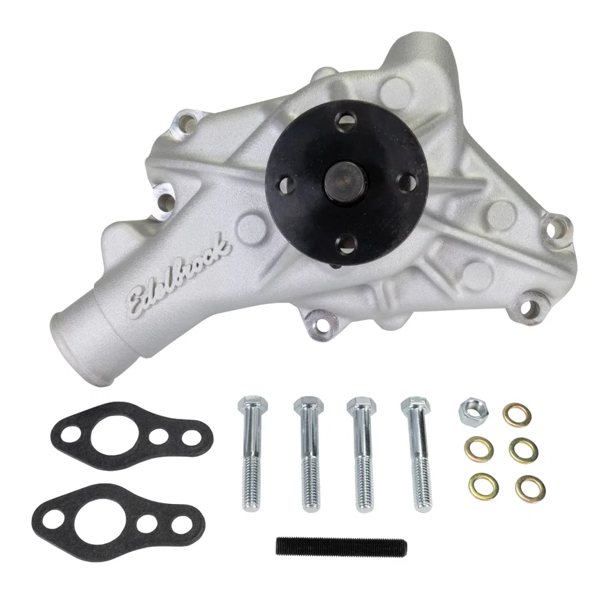 Long Water Pump For Small-Block Chevy, Reverse Rotation, Satin Finish
