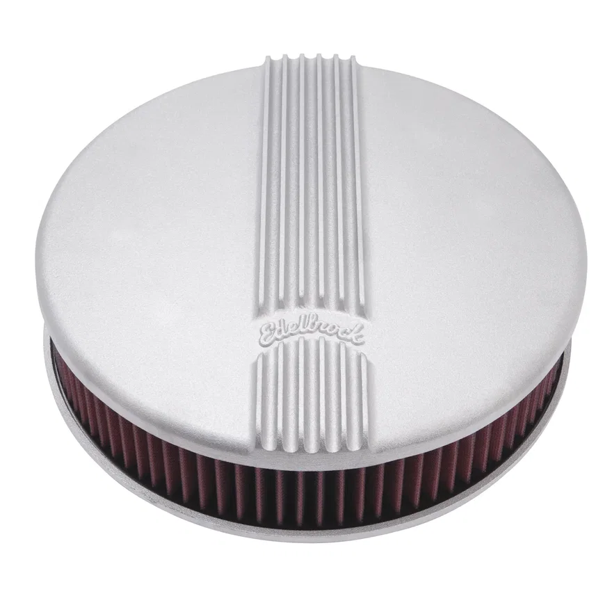 Classic Series Satin Round Cast Air Cleaner for Single 4-bbl Carb - 3" Element
