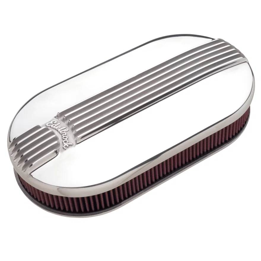 Pro-Flo Polished Large Oval Air Cleaner for Dual-Quads - 2.4" Cotton Element