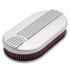 Classic Series Satin Small Oval Cast Air Cleaner for Single 4-bbl Carb image 1