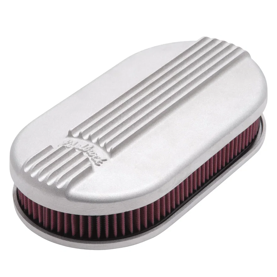 Classic Series Satin Small Oval Cast Air Cleaner for Single 4-bbl Carb
