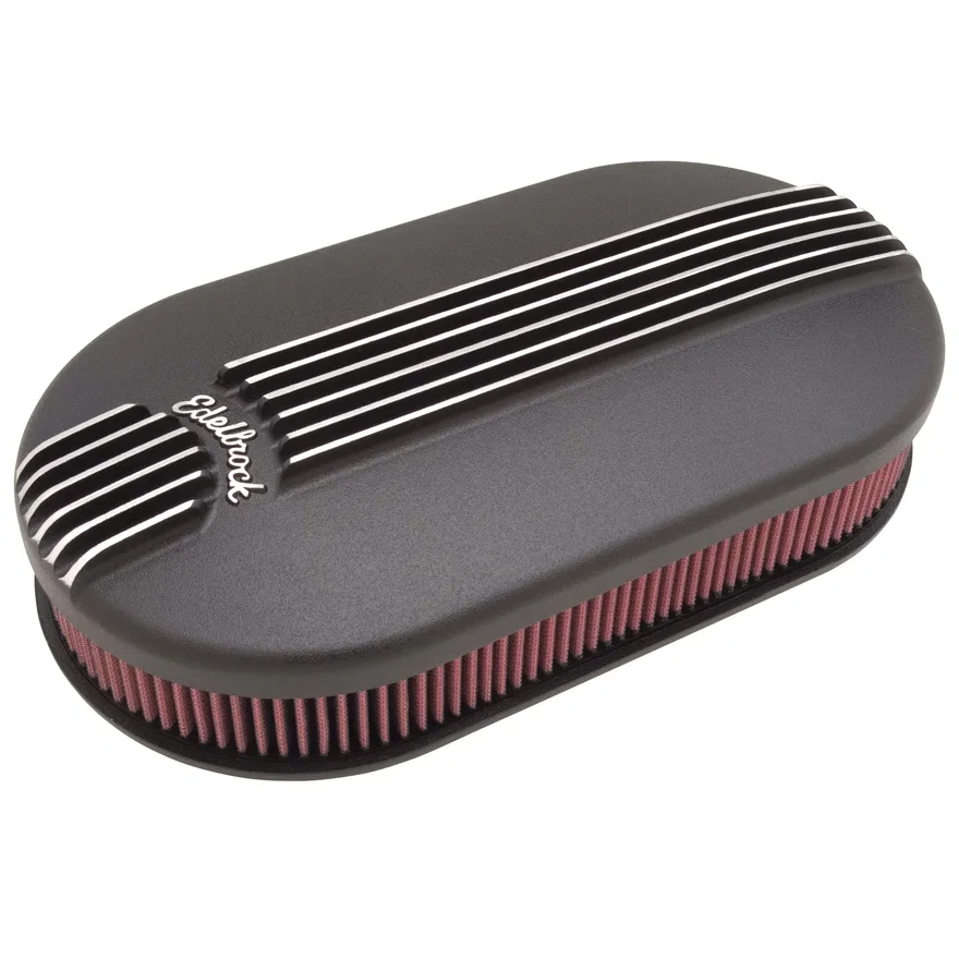 Pro-Flo Black Large Oval Cast Air Cleaner for Dual-Quads - 2.4" Element