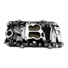 Performer 2-O Manifold for 1965-90 B/B Chevy Oval Port Heads, Black Plasma image 1