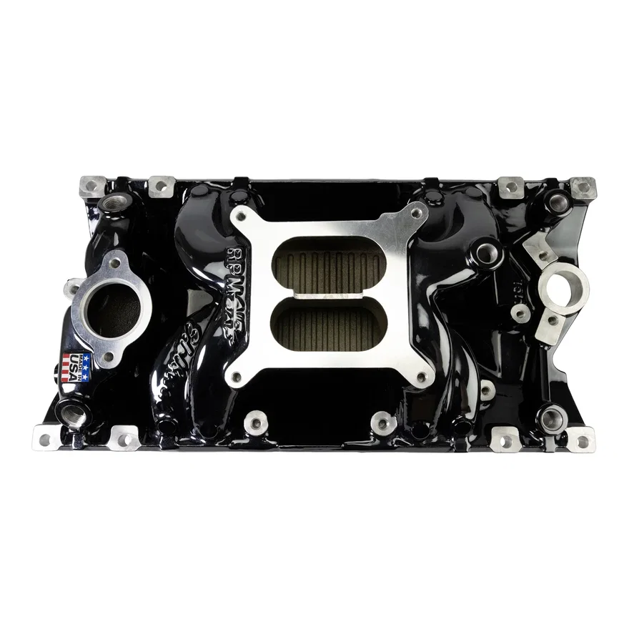 RPM Air-Gap Manifold for Small-Block Chevy Vortec, Black Plasma Finish